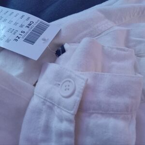 Nwt Brandy Melville mid rise ivory cotton Linen Blend trouser dress Pants Sz 38